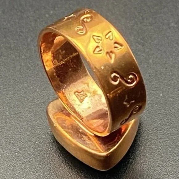 Signed Jay King DTR Copper Ring Size 7.75 Triangular Natural Malachite Cabochon - Picture 3 of 12